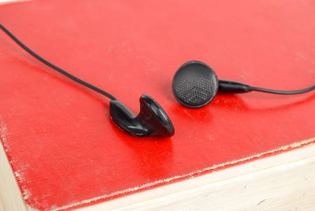 Earphone with bookの写真素材