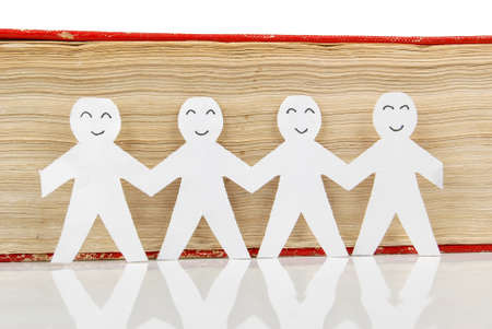 Paper man with bookの写真素材