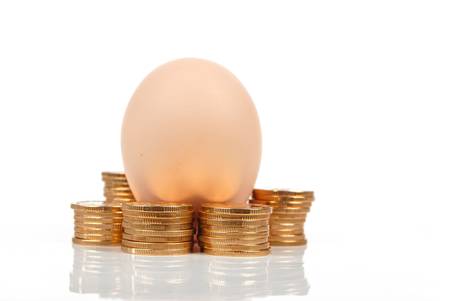 Egg and coinの写真素材