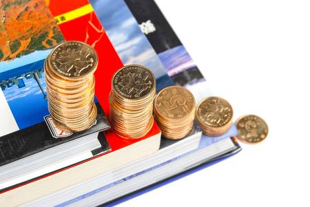 Coin and bookの写真素材