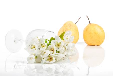 Pear and flowerの写真素材