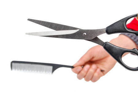 Comb and scissorsの写真素材