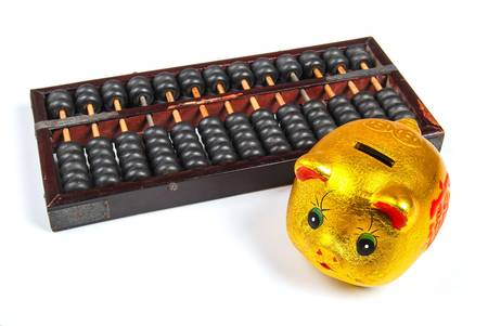 Abacus and pig bankの写真素材