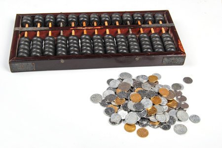 Abacus and coins