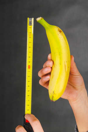 Banana and rulerの写真素材