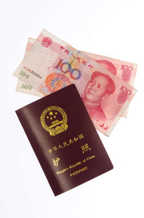 Chinese Passport and Chinese Yuanの写真素材