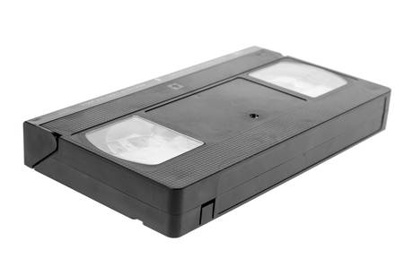 VHS video tape cassette isolated on white backgroundの写真素材