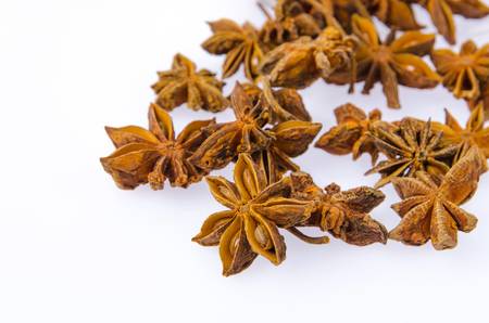 Anise stars isolated on white backgroundの写真素材