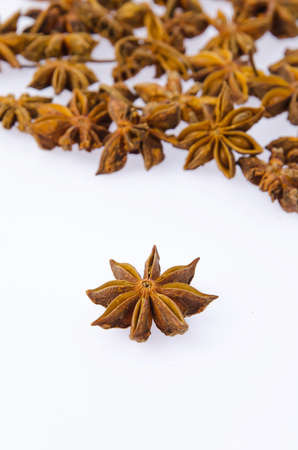 Anise stars isolated on white backgroundの写真素材
