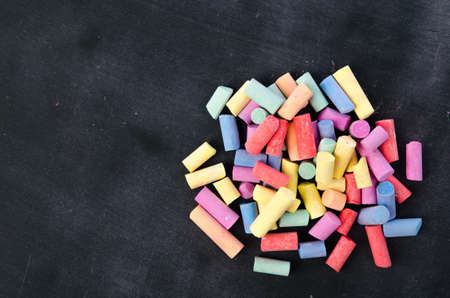 Blackboard and chalksの写真素材