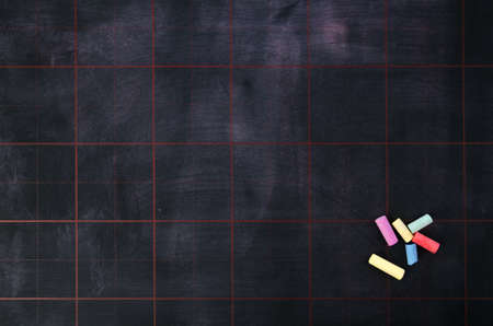 Blackboard and chalksの写真素材