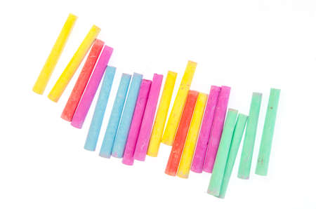 Chalks in a variety of colors arrangedの写真素材