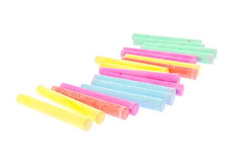 Chalks in a variety of colors arrangedの写真素材