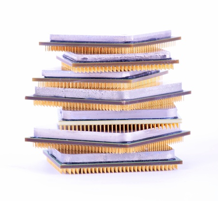 close up of many different cpu processorsの写真素材