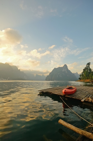 Beautiful mountains and river natural attractions in Ratchapraphaの写真素材