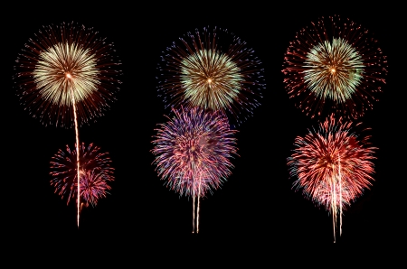 multi firework from bangkok firework show thailandの写真素材