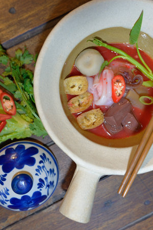 noodle spicy with pork meat ball and more