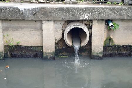 Water Flowing From Sewage Pipe from bangkok thailandの写真素材