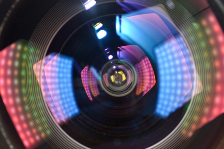 close-up front len with abstract light effectの写真素材