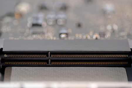 closeup macro slot memory of laptop computerの写真素材