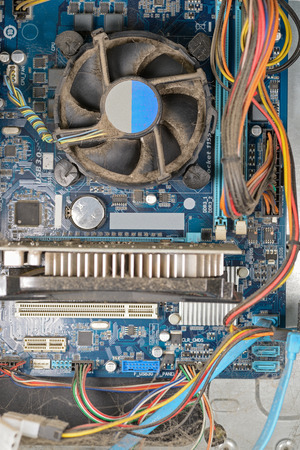 dust and web inside computer pc need to cleaningの写真素材