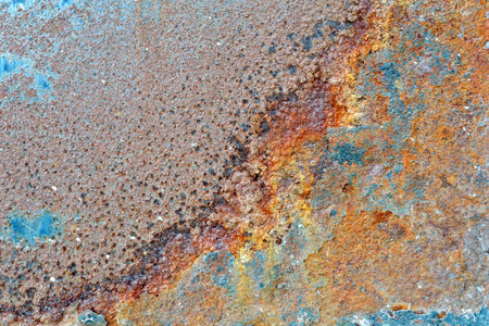 close-up rust on metal multi color for texture