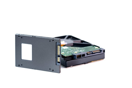 harddisk and ssd sata port on white blackground
