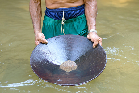 close up gold digging from south of thailandの写真素材