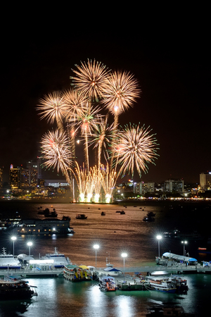 pattaya international fireworks festival 2018 at chonburi thailandのeditorial素材