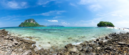 travel blue sea white sand in krabi thailandの写真素材