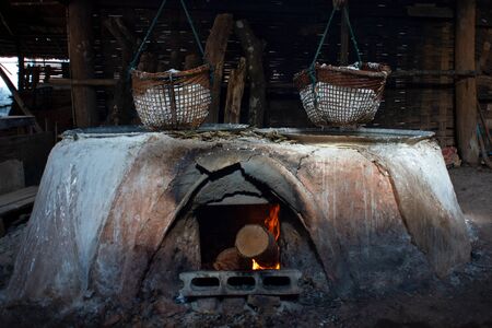 Boiling salt from salt water in Nan Provinceの写真素材