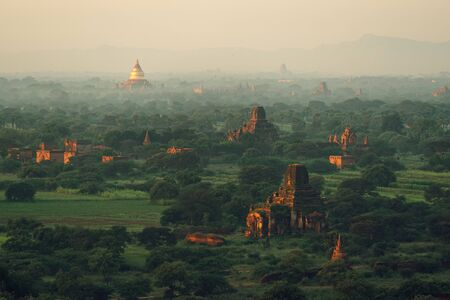 Bagan, Myanmar Land of many pagodas at the morningの写真素材
