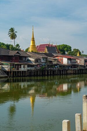 riverside Chanthaboon Community Chanthaburi Province of thailandの写真素材