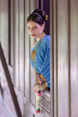 Portrait Thai model in Thai period costumeの写真素材