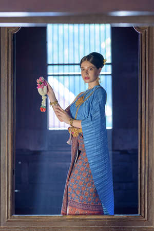 Portrait Thai model in Thai period costumeの写真素材