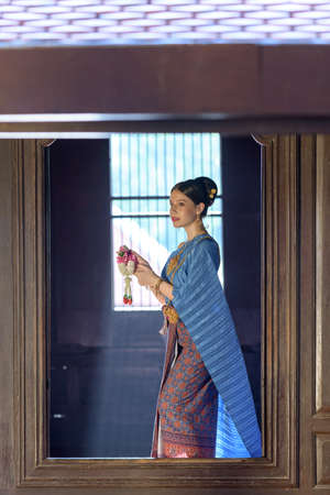 Portrait Thai model in Thai period costumeの写真素材
