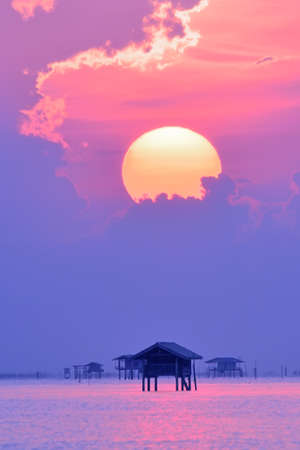 Cottage on the sea at "Bang Tabun" Phetchaburi Province, Thailandの写真素材