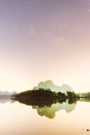 Milky Way  mountains Nong Thale  Krabiの写真素材