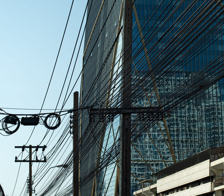 Unkempt electrical lines and Bangkok surroundings