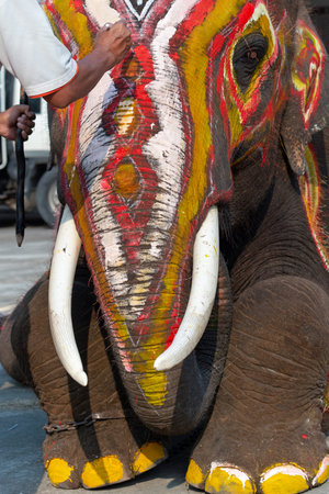 painted elephant at the festival of Thailand