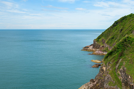 Cliffs, rocks that jut into the sea, Thailand,の写真素材