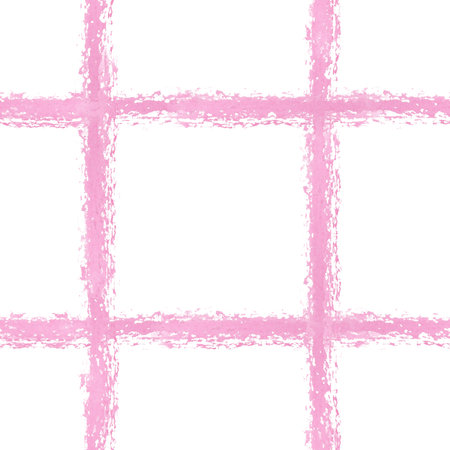 Pink checkered watercolor seamless pattern on a white background. Hand-painted plaid texture perfect for fabric, packaging, digital paper, or scrapbookingの写真素材