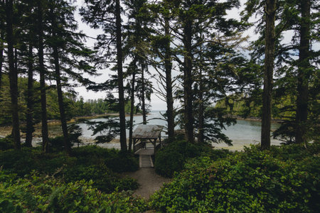 Remote coastal view with islands, cliffs and clouds