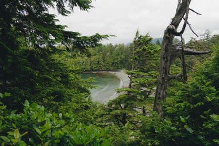 Remote coastal view with islands, cliffs and cloudsの写真素材
