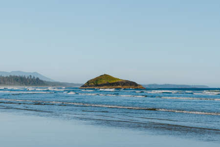 Island on the beach with clear blue skyの写真素材
