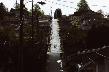 Lonely person walking on street in city
