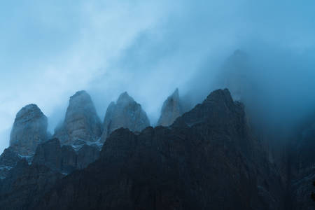 Dramatic landscape with silhouette of mountains in North Americaの写真素材