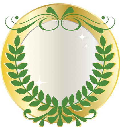 The medal. A medal with gold and ornaments. And a laurel crownのイラスト素材