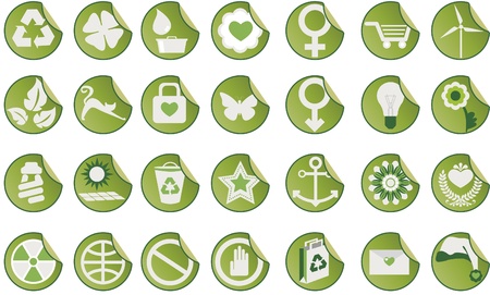 Set of icons. Set of green icons with different themes.のイラスト素材