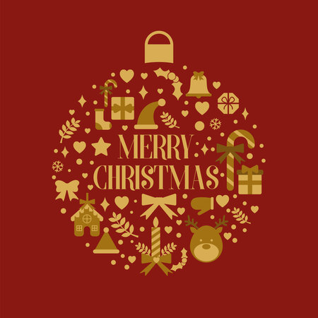 Merry Christmas greeting card. Vector illustration. Design element for banner, poster or print.のイラスト素材